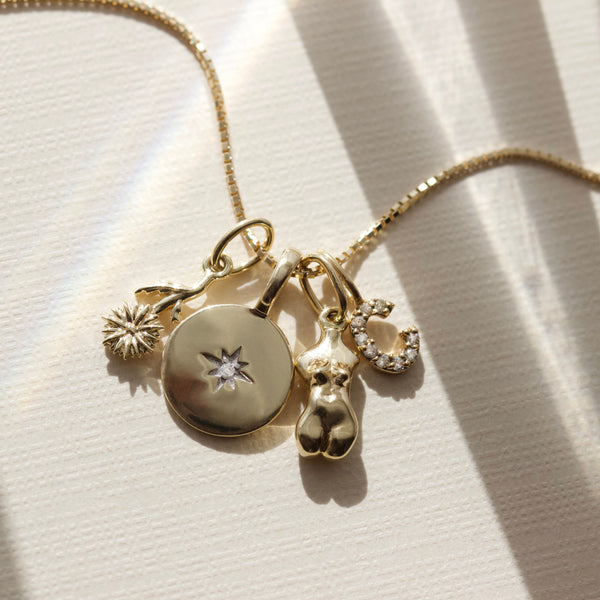 Treasured Star Set Diamond Engravable Coin Pendant