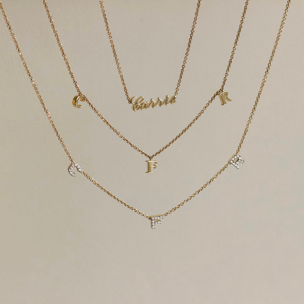 Custom Made Diamond Initial Necklace