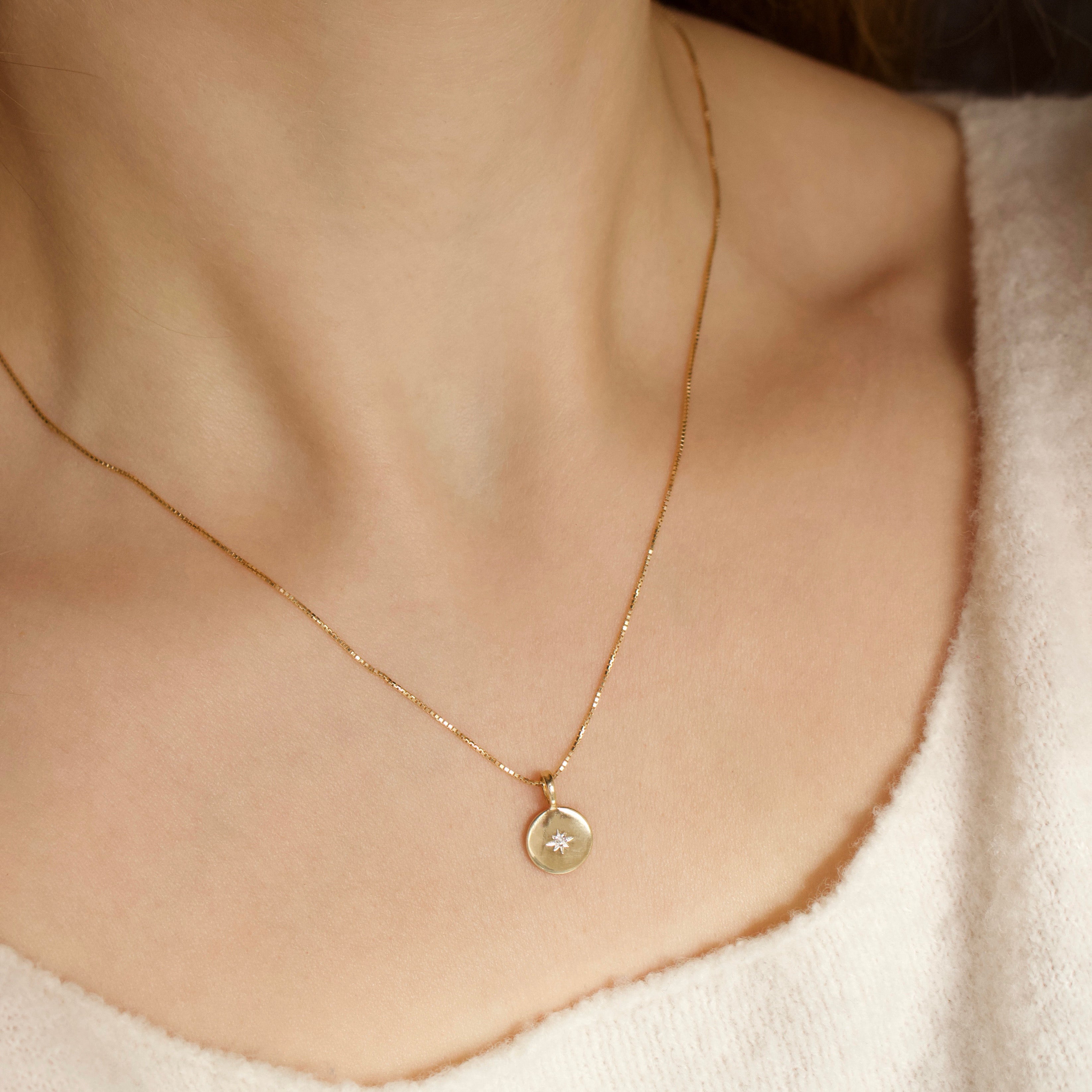 Treasured Star Set Diamond Engravable Coin Pendant Secondary image