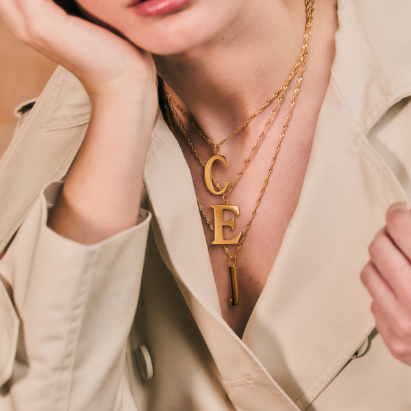 Vintage Statement Initial Pendant