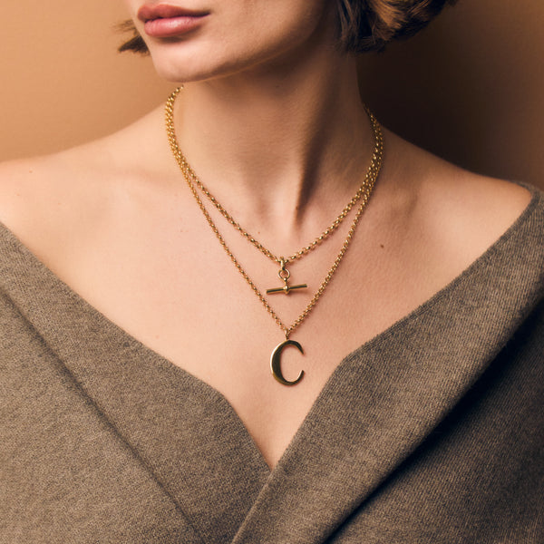 Vintage Statement Initial Pendant