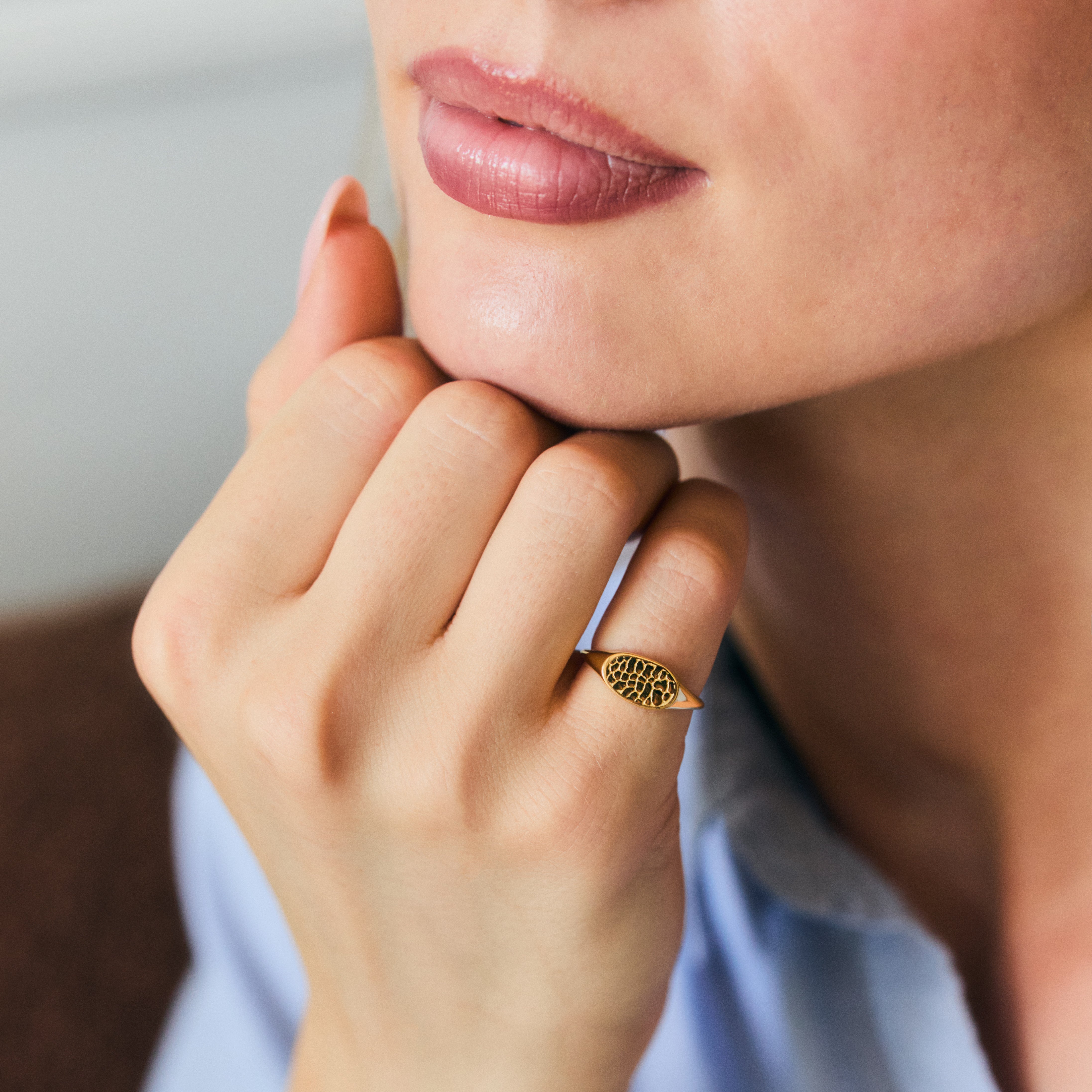 Custom Made Dog Nose Print Signet Ring Secondary image