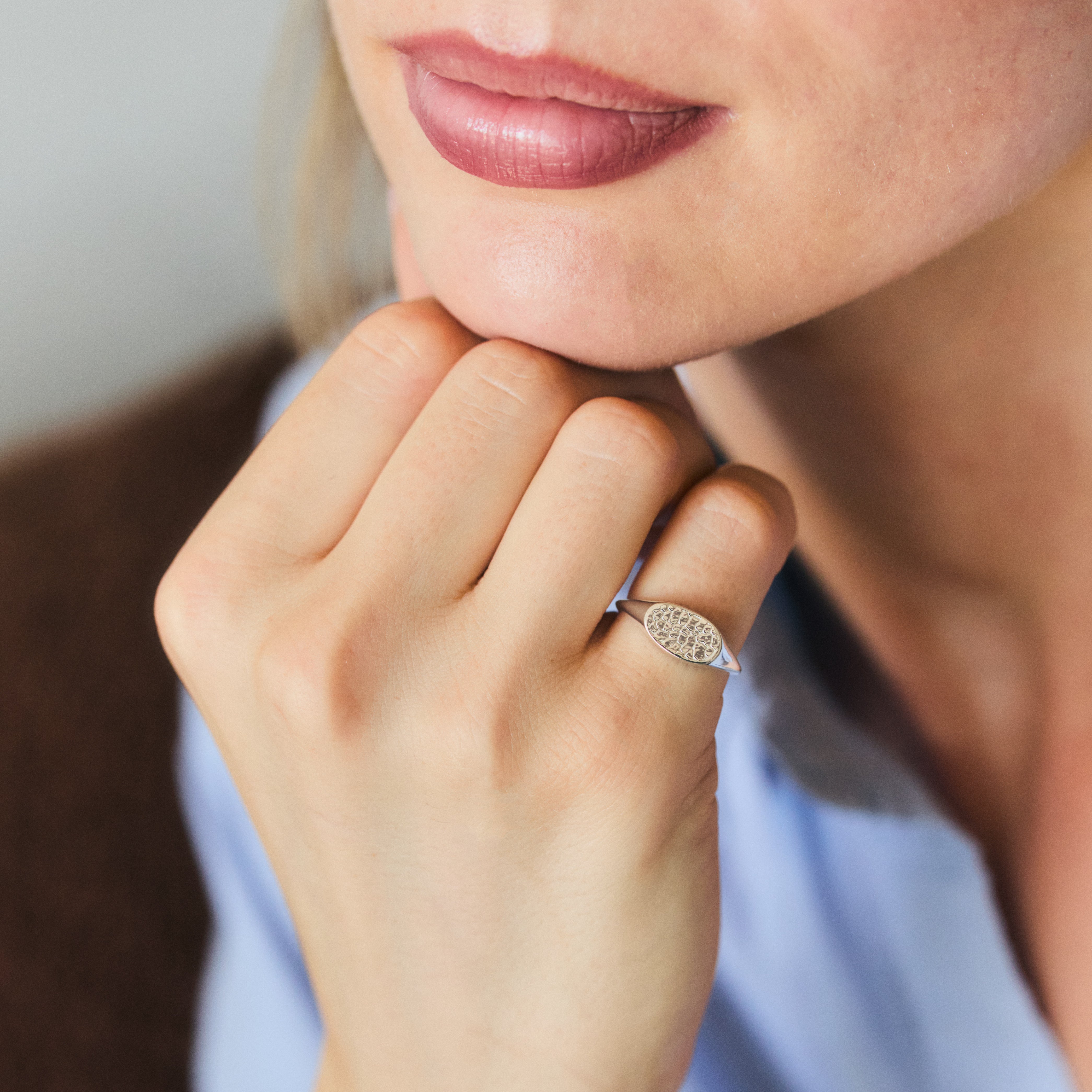 Custom Made Dog Nose Print Signet Ring Secondary image