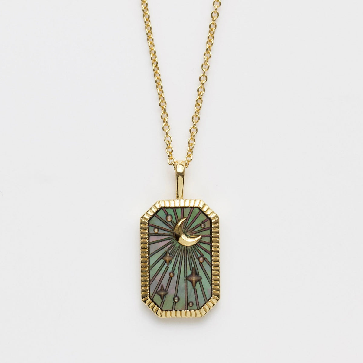 Black Mother Of Pearl Tarot Card Engravable Necklace Main image