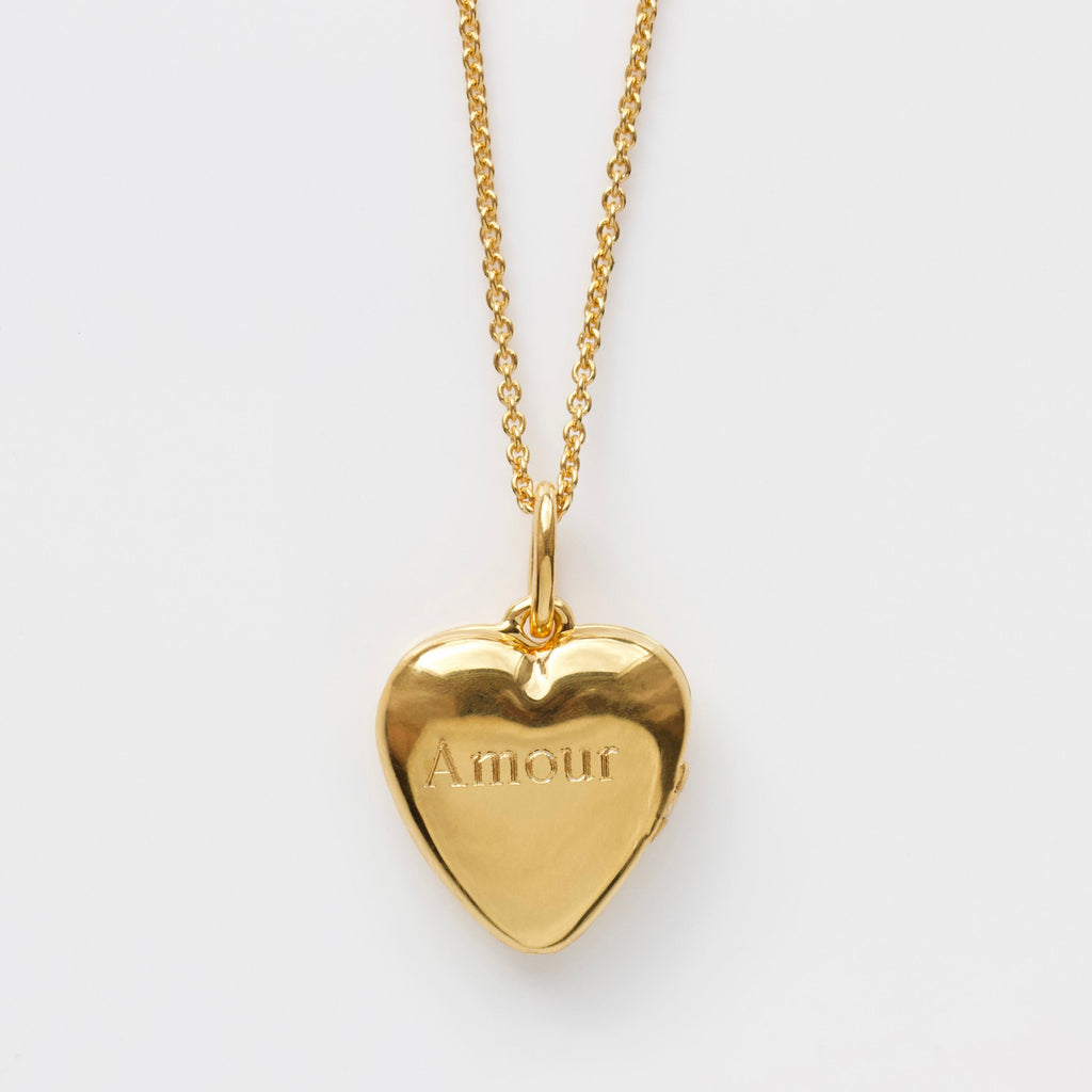 Diamond Star Set Engravable Heart Locket
