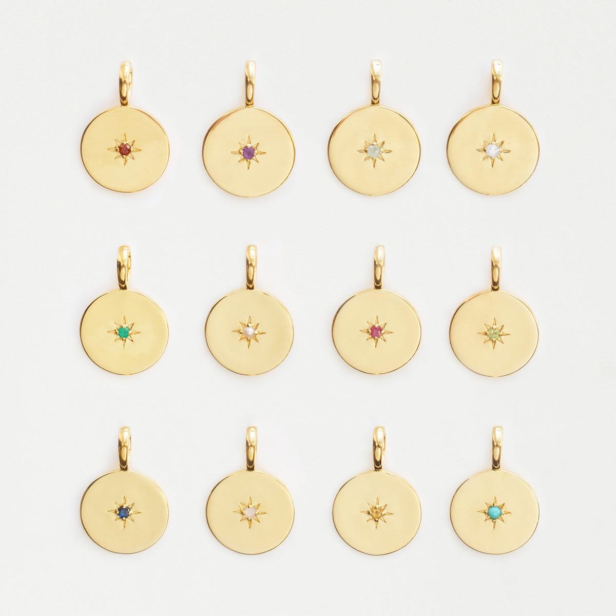 Star Set Birthstone Coin Pendant