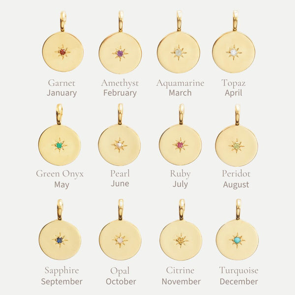 Star Set Birthstone Coin Pendant