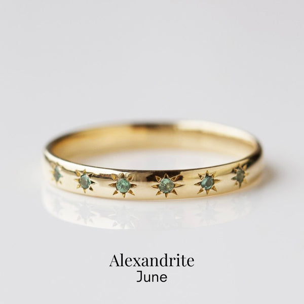 Icon Star Set Birthstone Band Ring