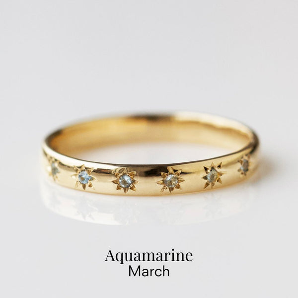 Icon Star Set Birthstone Band Ring