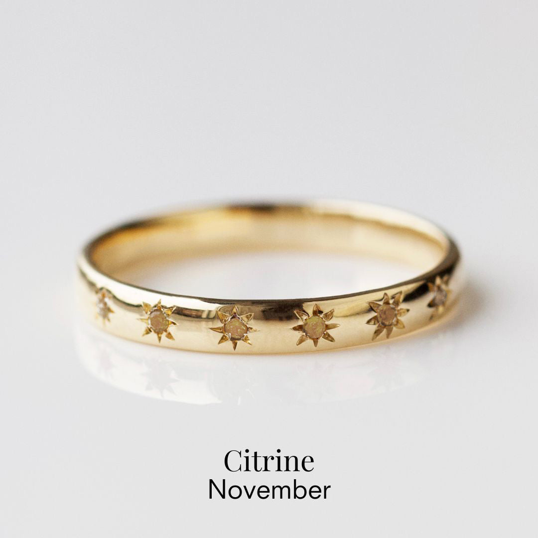 Icon Star Set Birthstone Band Ring