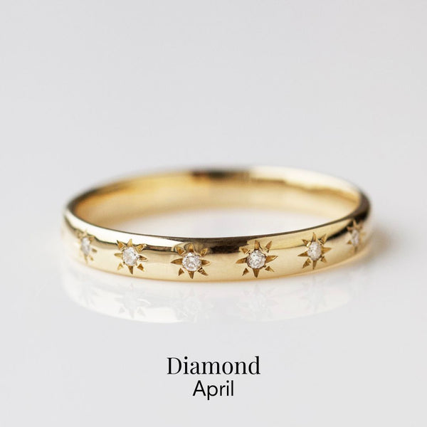 Icon Star Set Birthstone Band Ring