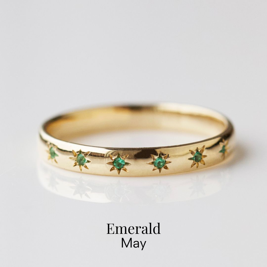 Icon Star Set Birthstone Band Ring