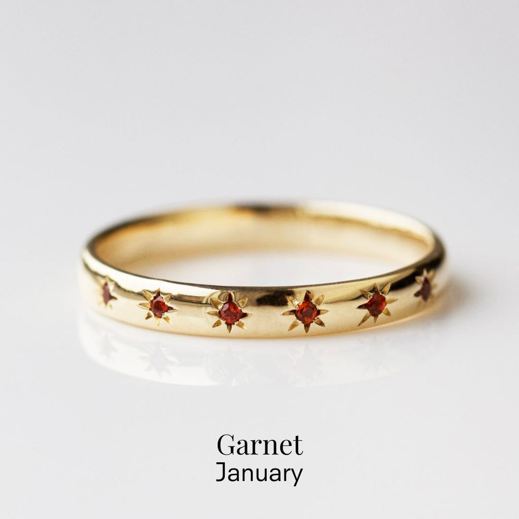 Icon Star Set Birthstone Band Ring