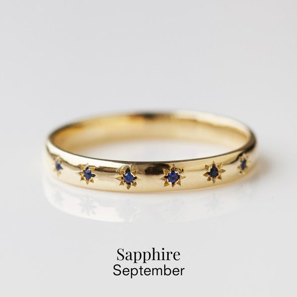 Icon Star Set Birthstone Band Ring