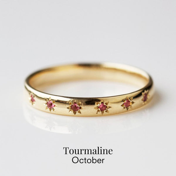 Icon Star Set Birthstone Band Ring