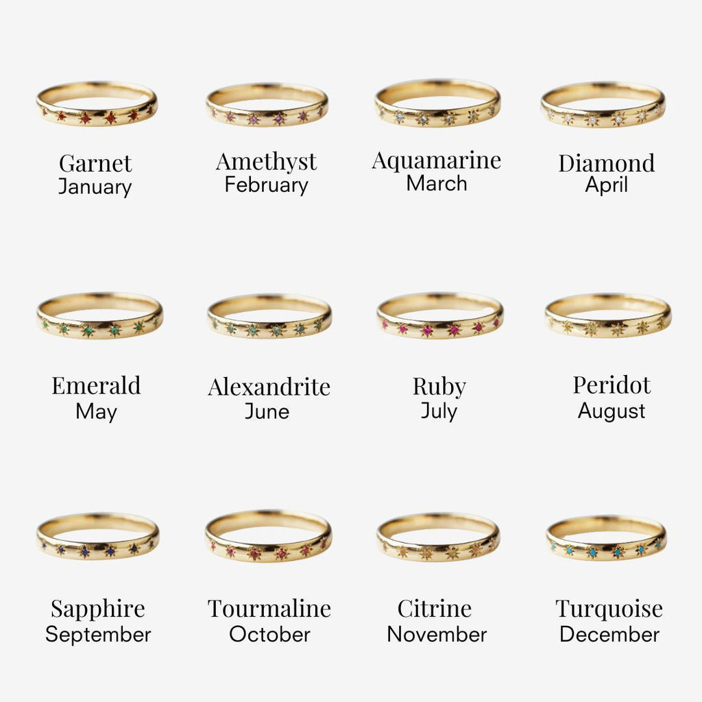 Icon Star Set Birthstone Band Ring