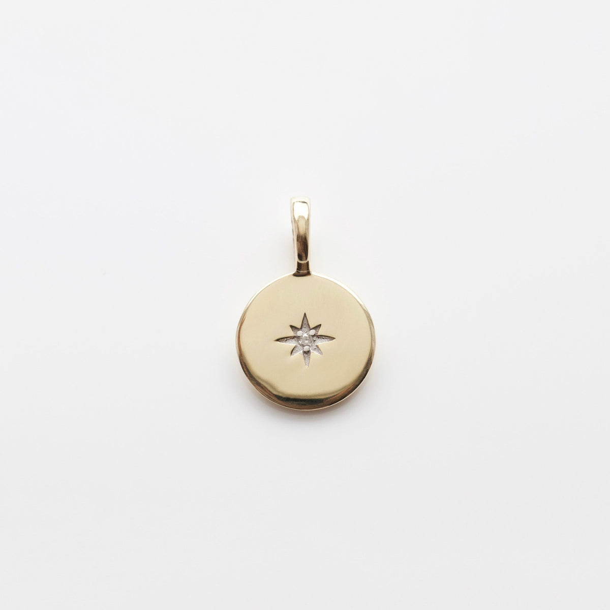 Treasured Star Set Diamond Engravable Coin Pendant Main image