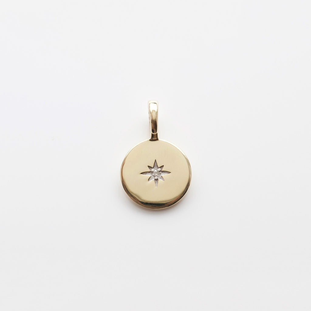 Treasured Star Set Diamond Engravable Coin Pendant