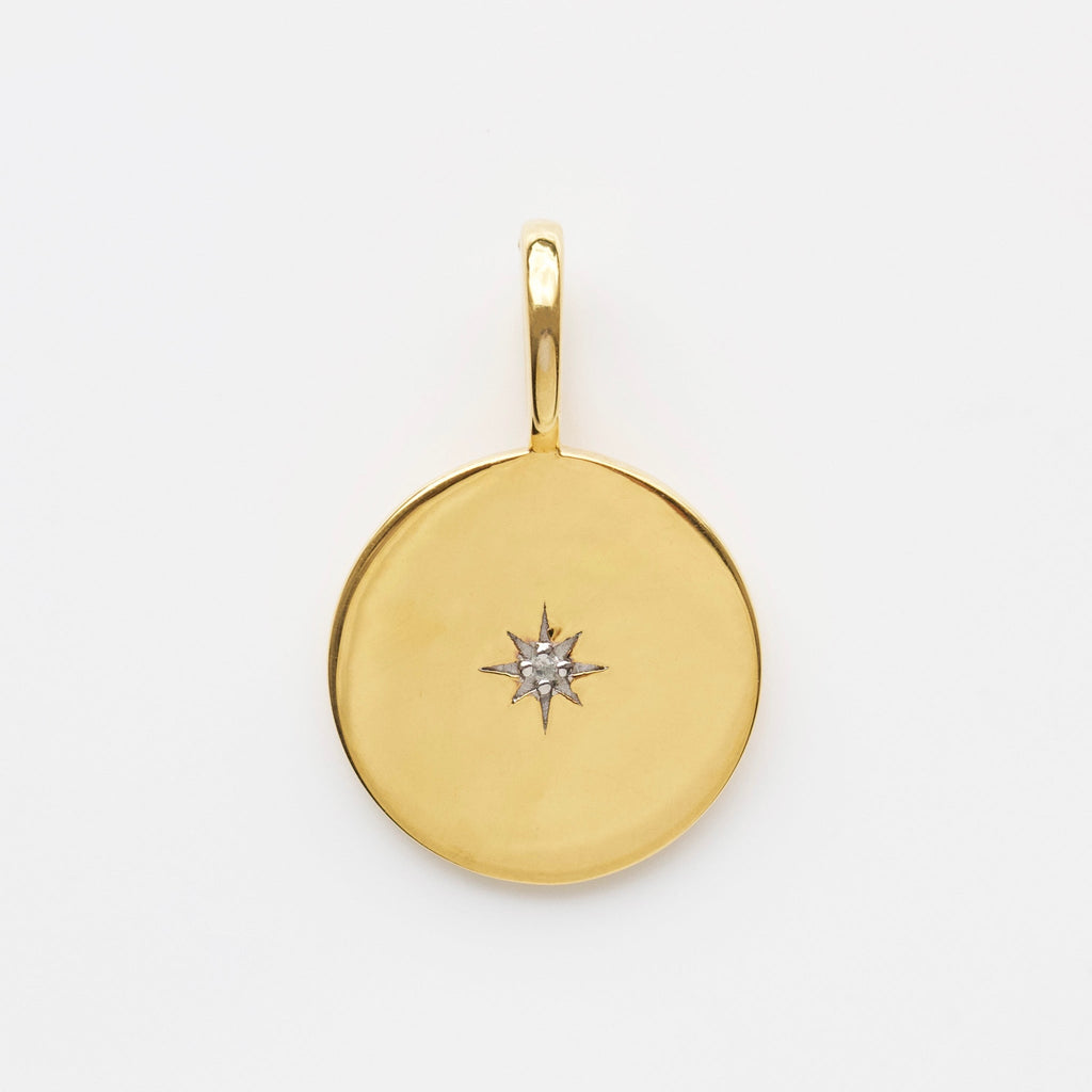 Engraved Handwriting Star Set Diamond Coin