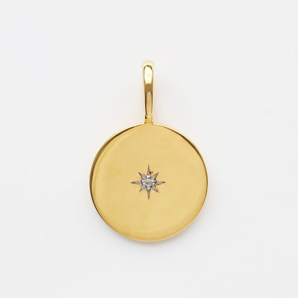 Engraved Handwriting Star Set Diamond Coin