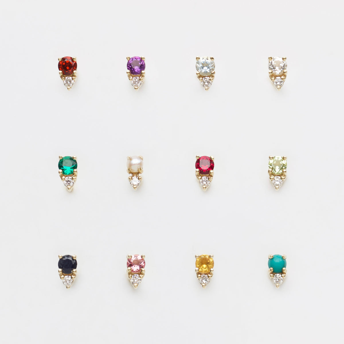 Birthstone & Diamond Stud Earrings