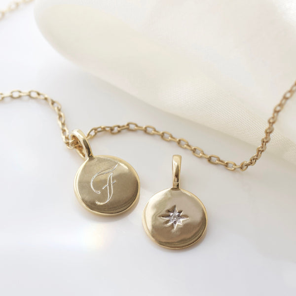Treasured Star Set Diamond Engravable Coin Pendant