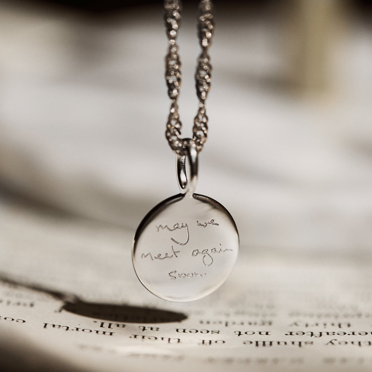 Engraved Handwriting Star Set Diamond Coin