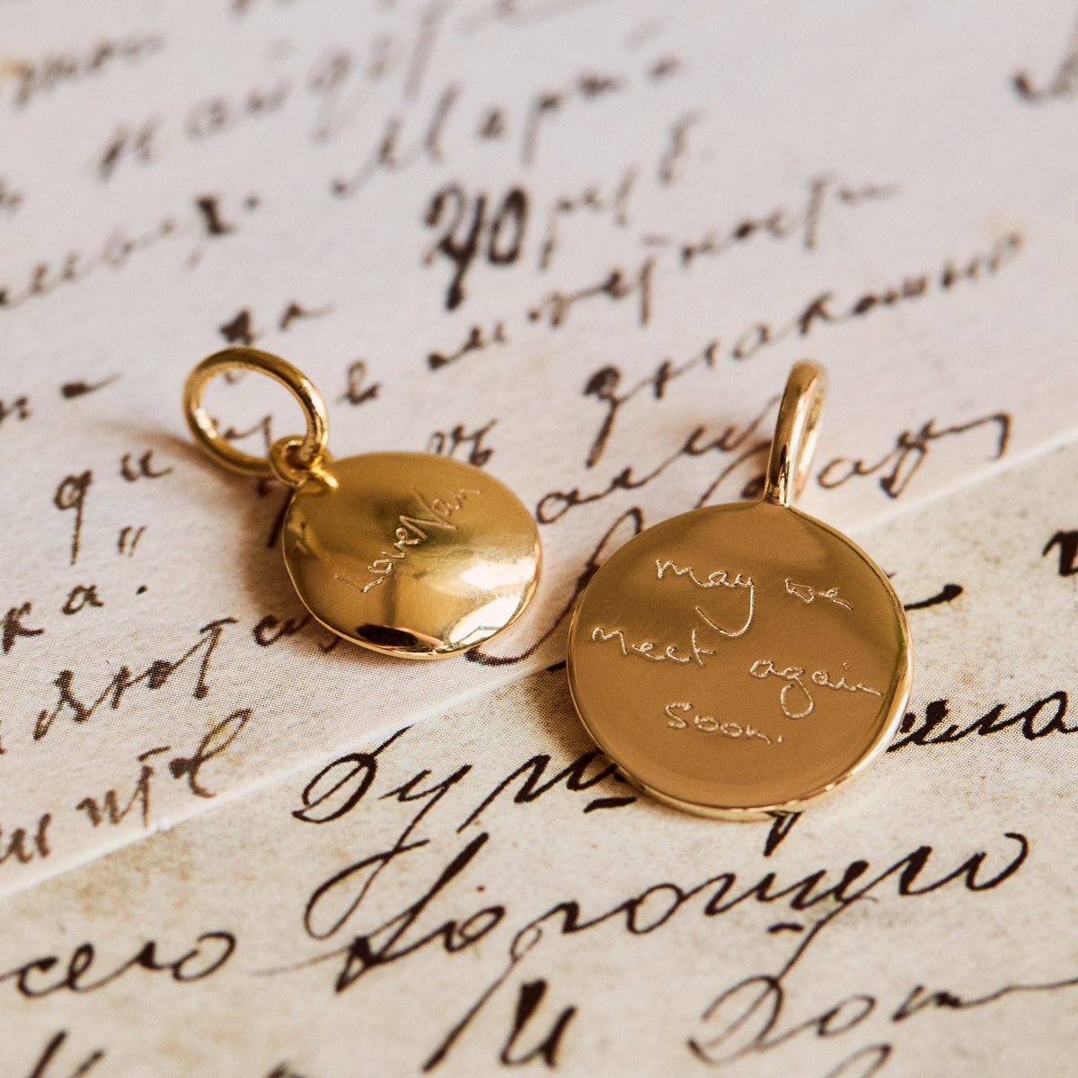 Engraved Handwriting Star Set Diamond Coin