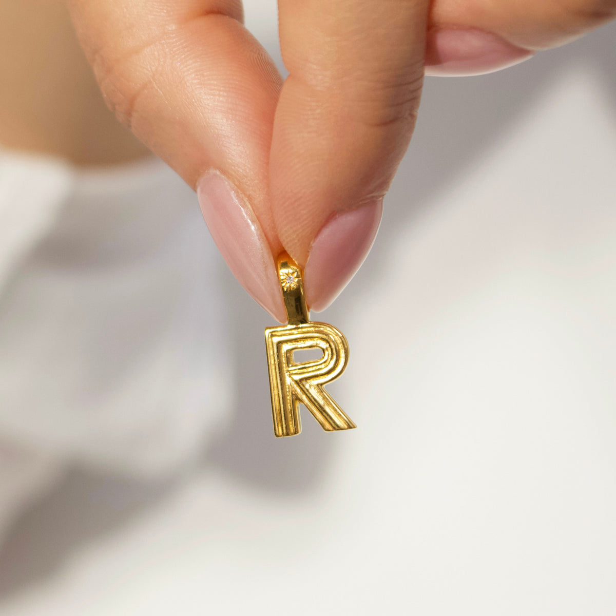 Make it Personal Diamond Star Set Chunky Initial Pendant