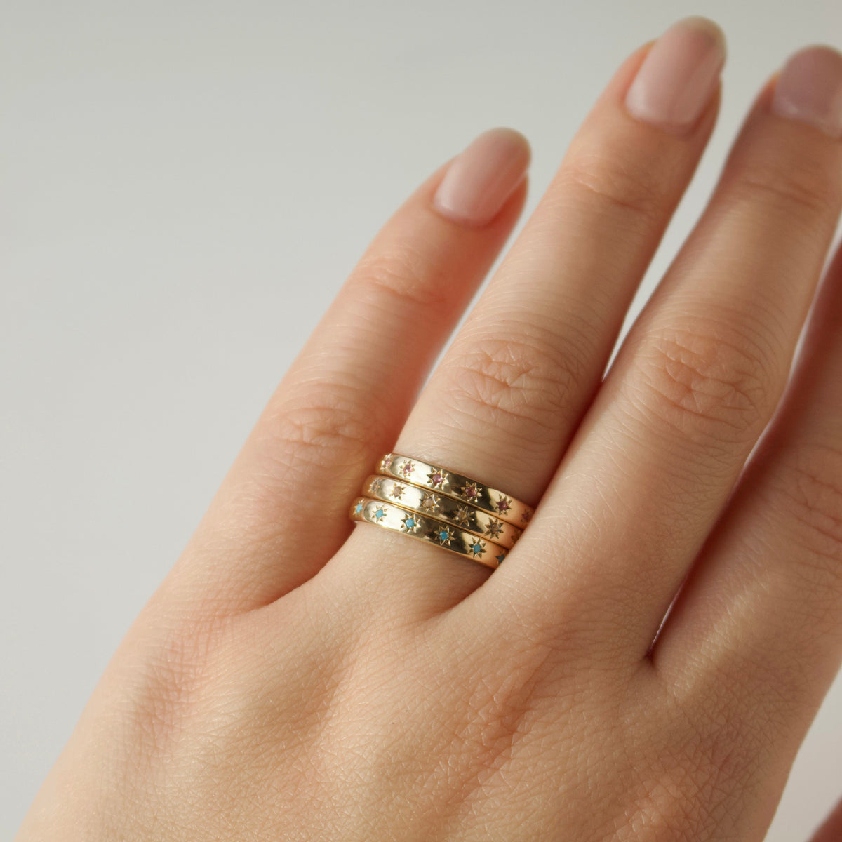 Icon Star Set Birthstone Band Ring