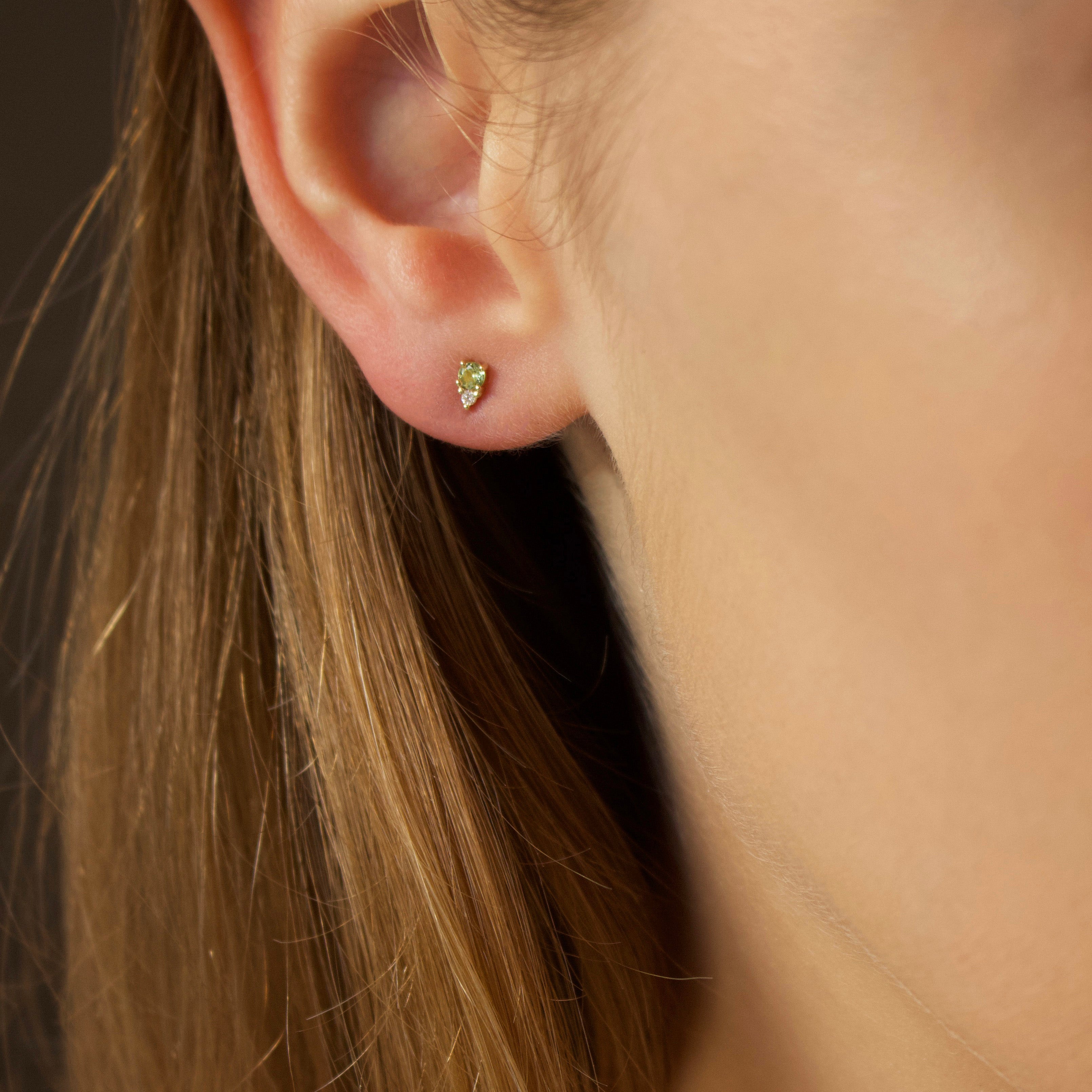 Birthstone & Diamond Stud Earrings Secondary image