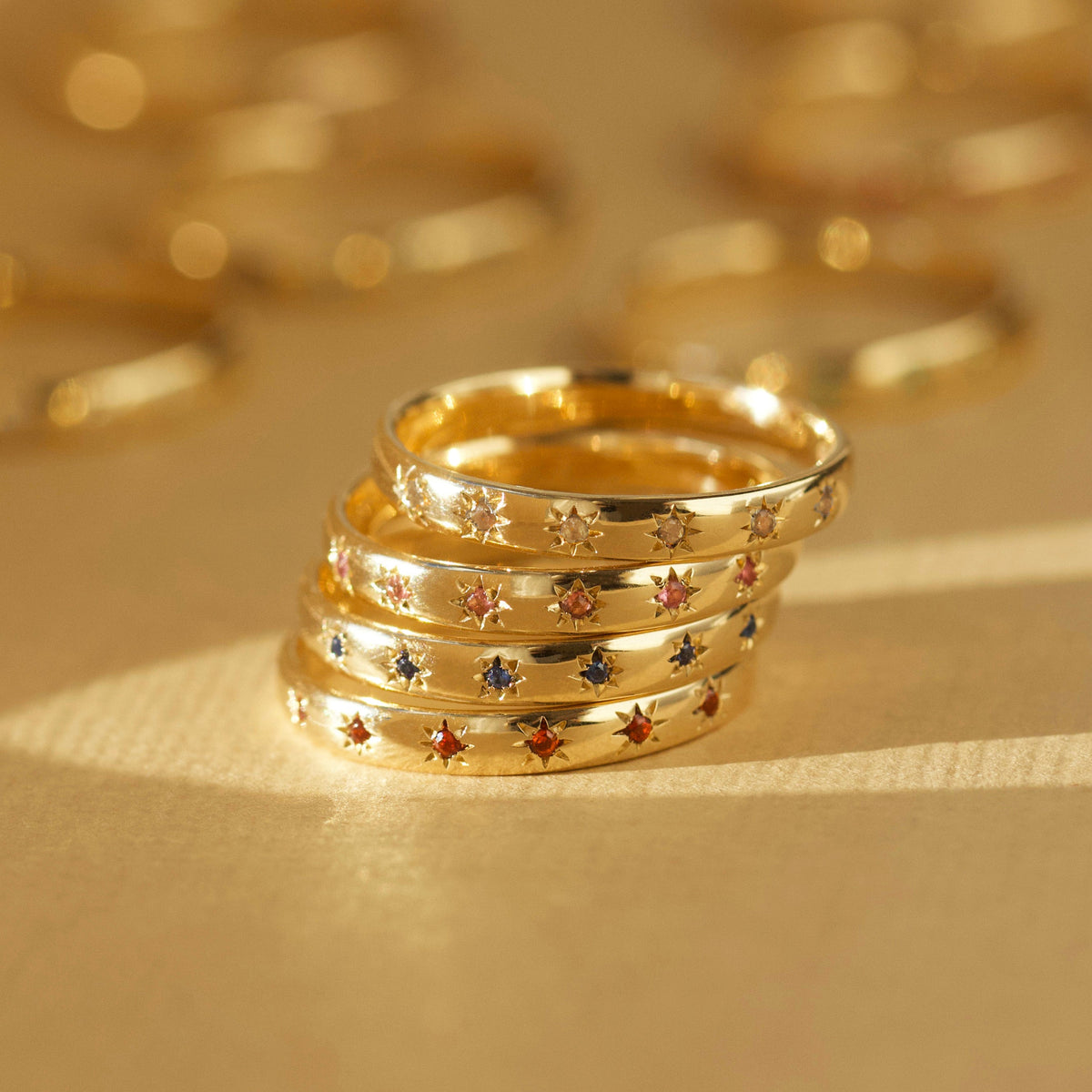 Icon Star Set Birthstone Band Ring