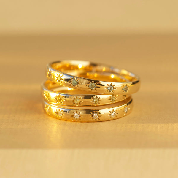 Icon Star Set Birthstone Band Ring