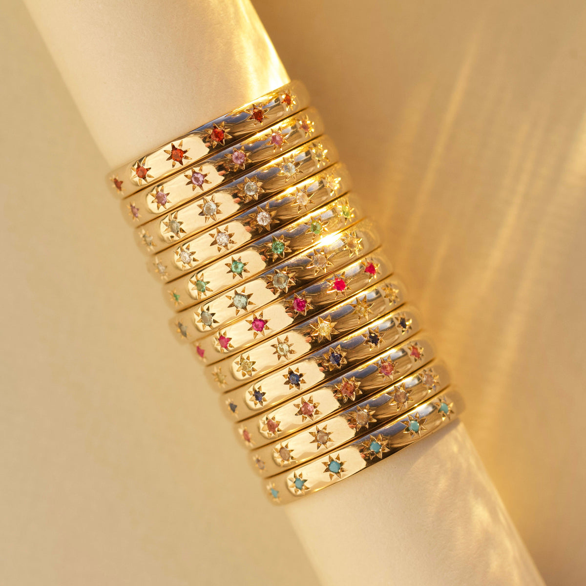 Icon Star Set Birthstone Band Ring