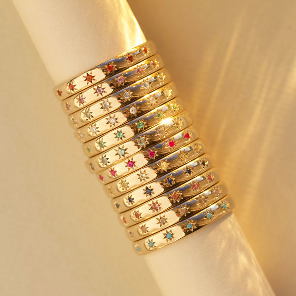 Icon Star Set Birthstone Band Ring