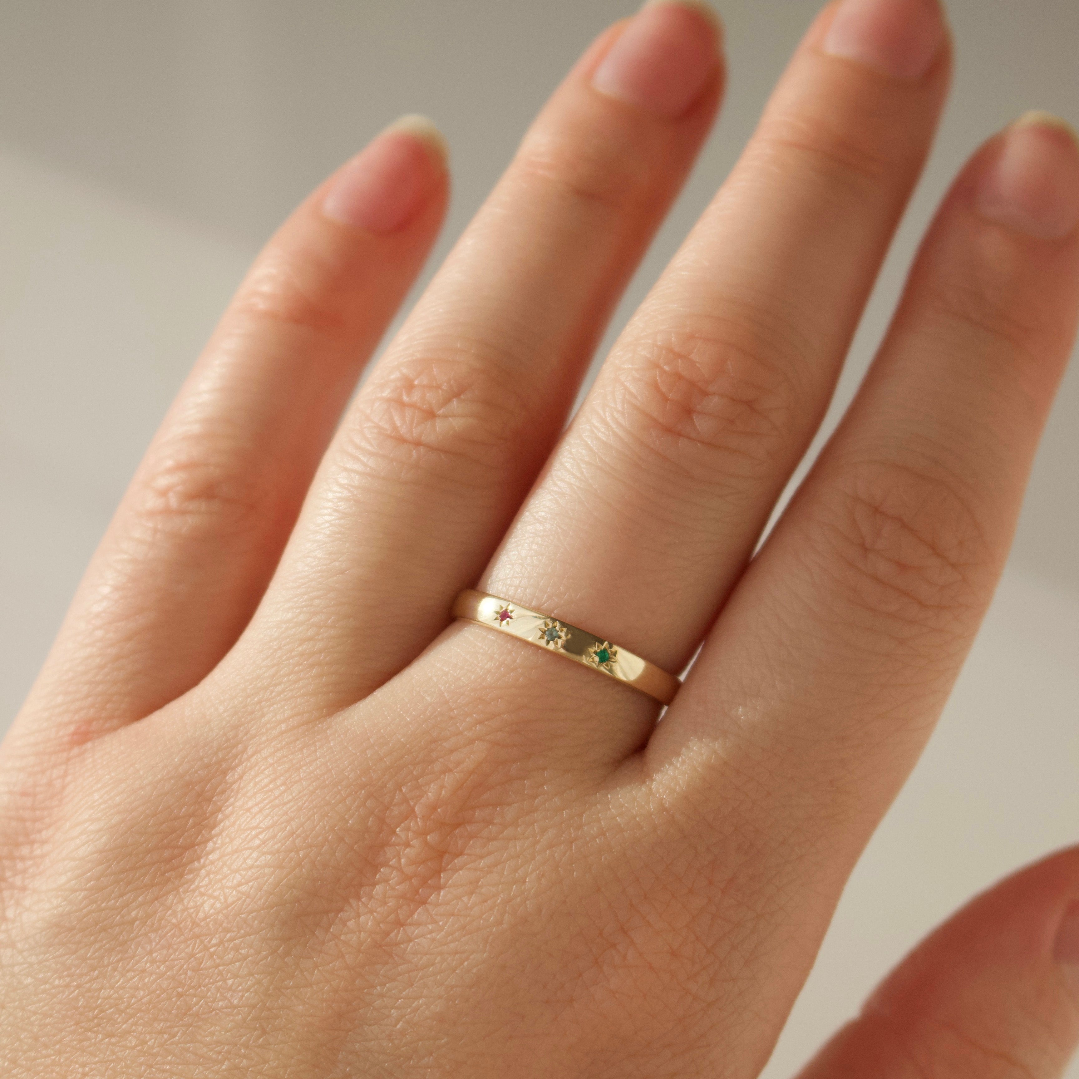 Custom Made Birthstone Star Set Band Secondary image