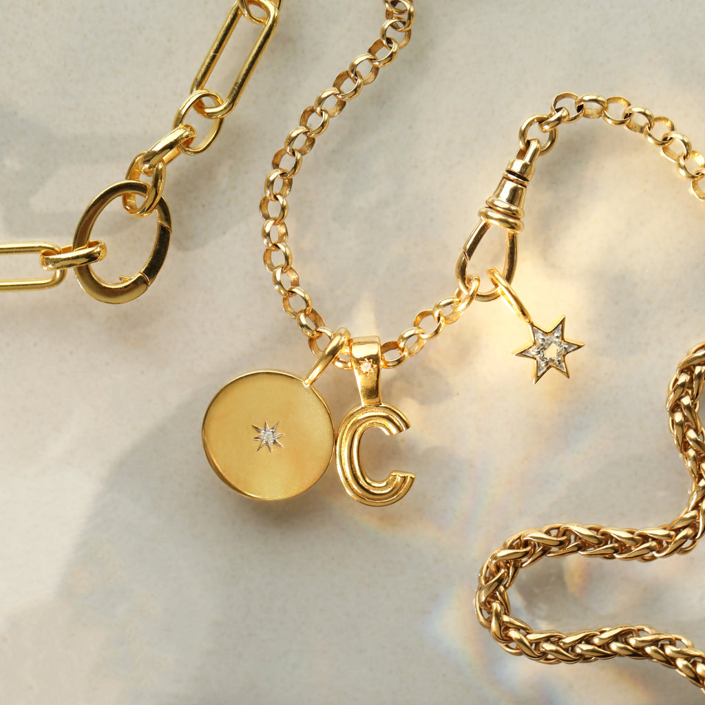 Make it Personal Diamond Star Set Chunky Initial Pendant