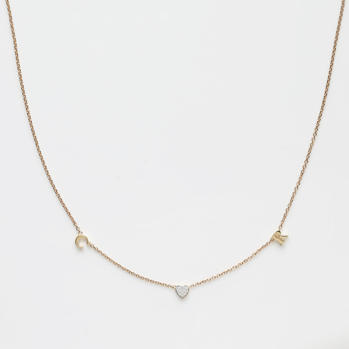 Custom Made Diamond Heart Initial Necklace Main image