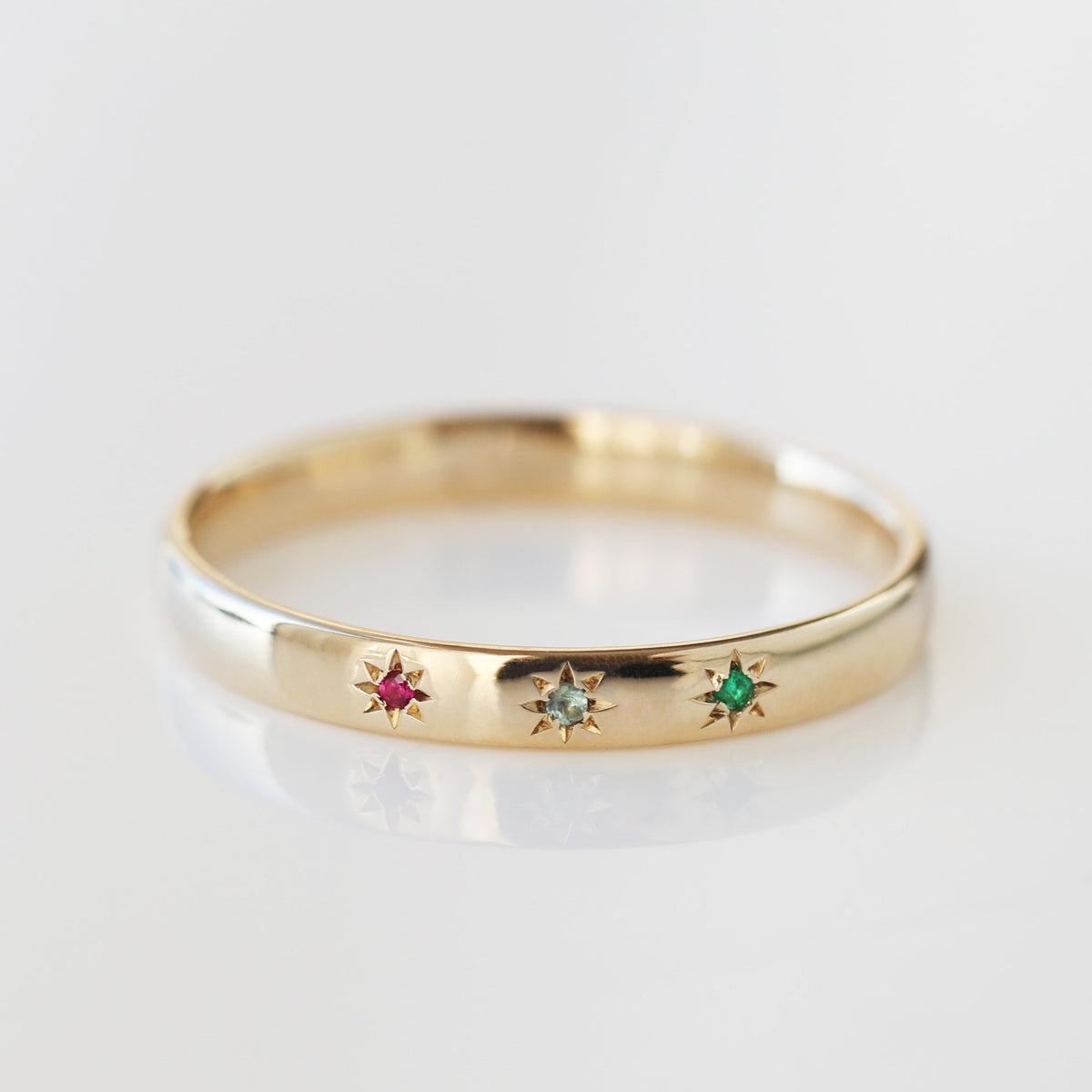 Custom Made Birthstone Star Set Band