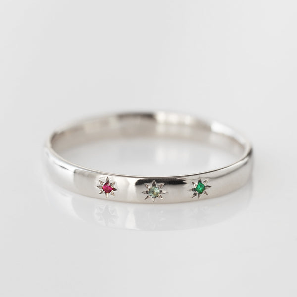 Custom Made Birthstone Star Set Band