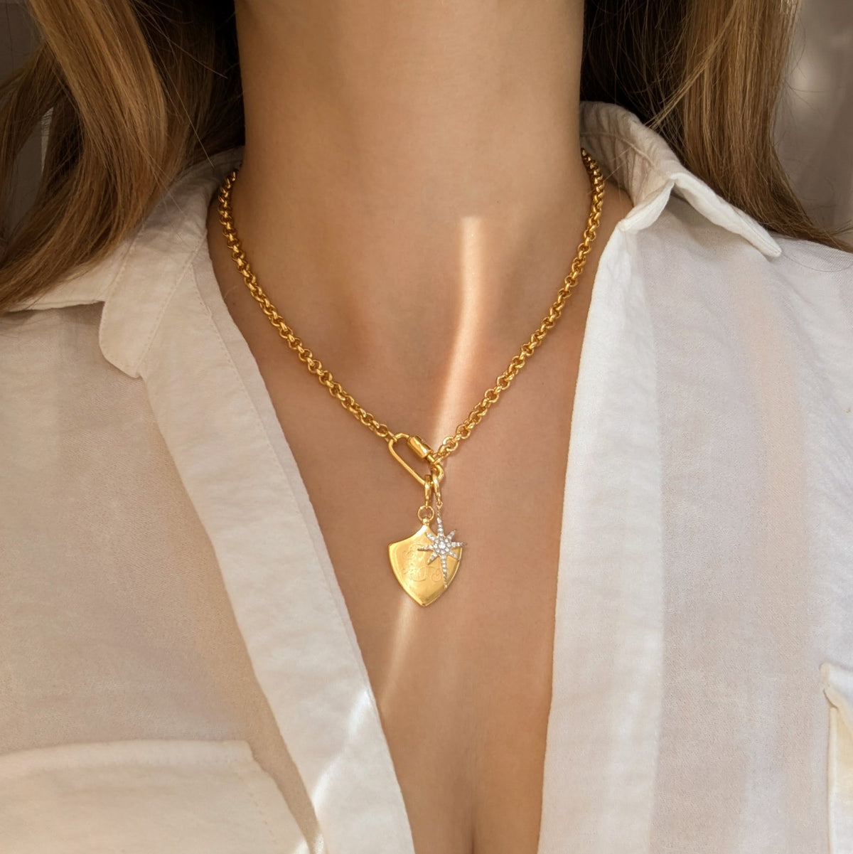 Louise Thompson Chapters Large Protection Shield Pendant