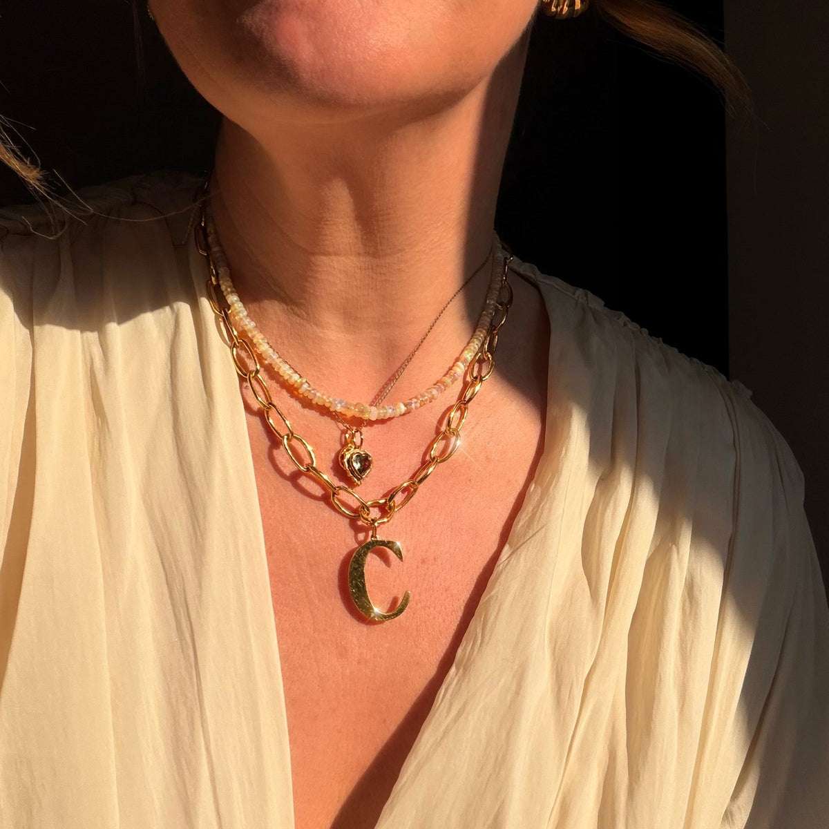 Vintage Statement Initial Pendant