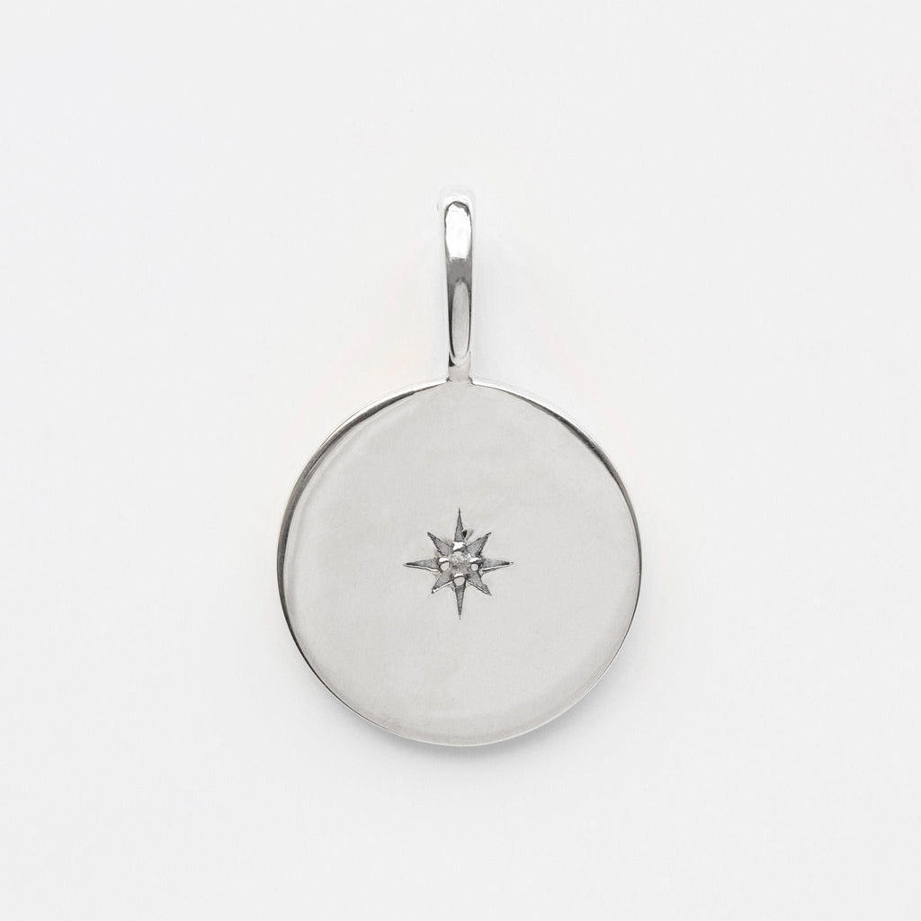 Engraved Handwriting Star Set Diamond Coin
